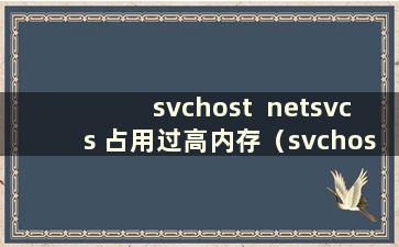 svchost  netsvcs 占用过高内存（svchost 占用过高内存）